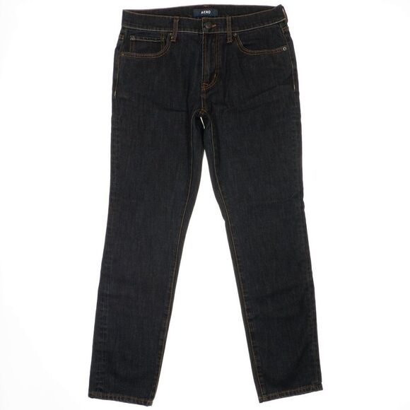 Aero Jeans Men’s Size 32x32 Actual 32x29 Skinny Dark Wash Blue Denim Stretch - Picture 1 of 10